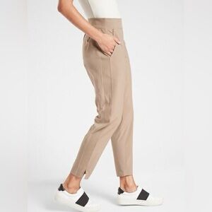 Athleta Brooklyn Mid Rise Straight Leg Ankle Pants in Albalone Beige